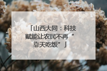 山西大同：科技赋能让农民不再“靠天吃饭”